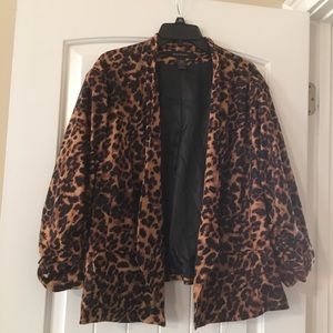 Leopard print open front blazer